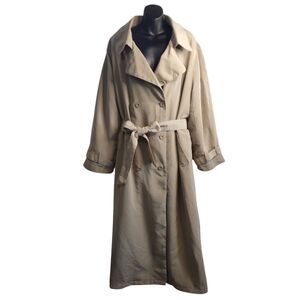 Jessica London Women's Beige Double Breasted Belt Long Trench Coat Size 22